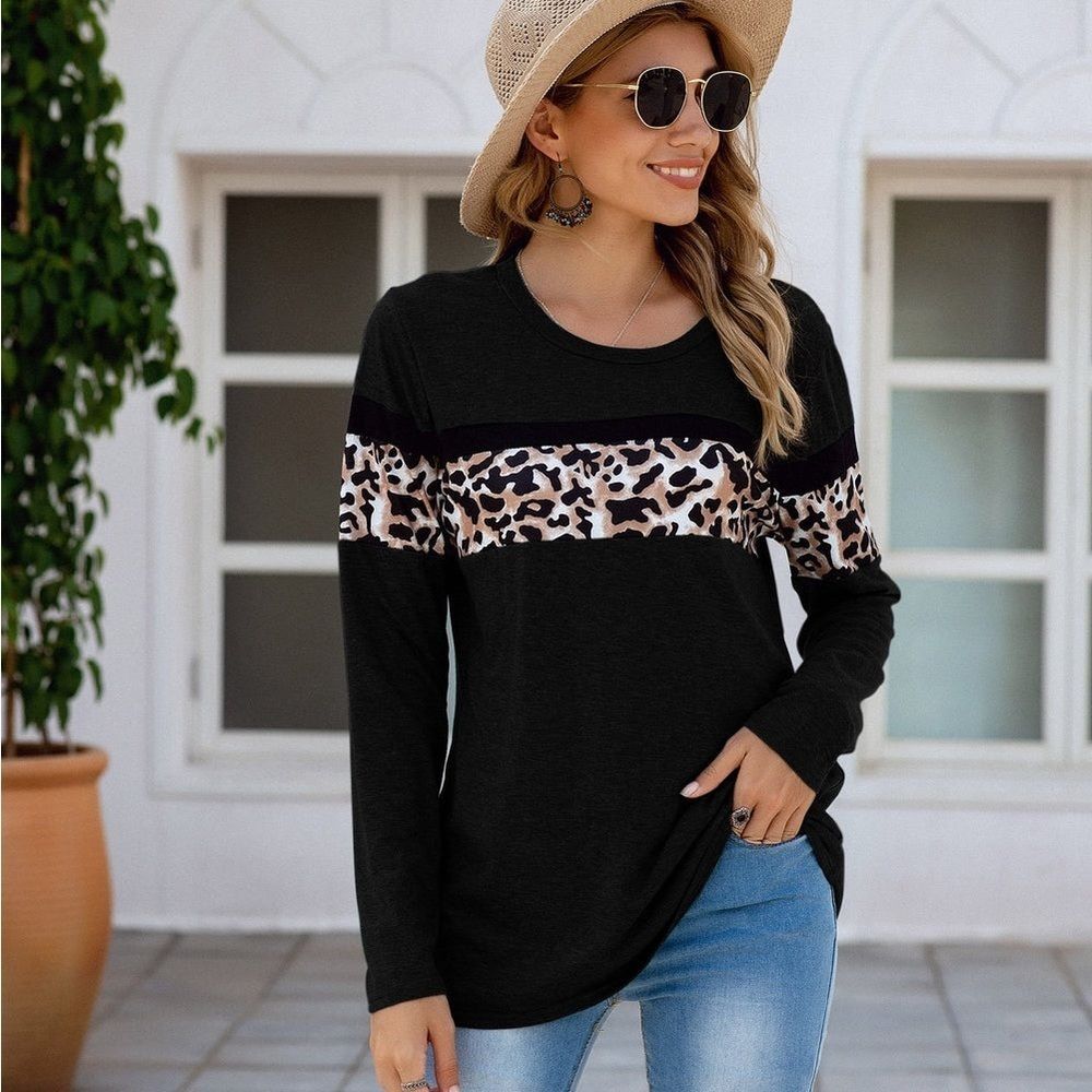 Floral Blooming Cotton Blend leopard pattern black NWT Small